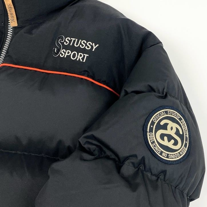 68g24 STUSSY SPORT ステューシー スポーツ 90s VINTAGE OLD STUSSY ダウンジャケット M ブラック ヴィンテージ_
