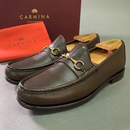 1b12 CARMINA カルミナ ホースビットモカシン アノネイ フンシャル ローファー 80746 UK7 ブラウン レザー 手縫い シューズ 革靴 箱付き