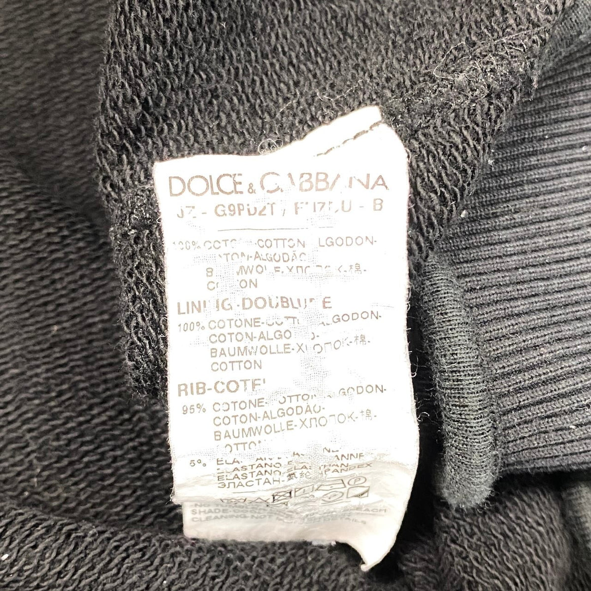 68h21 DOLCE&GABBANA ドルチェアンドガッバーナ プルオーバーフーディー パーカー ロゴプレート イタリア製 52サイズ ブラック メンズ 男性用u02t