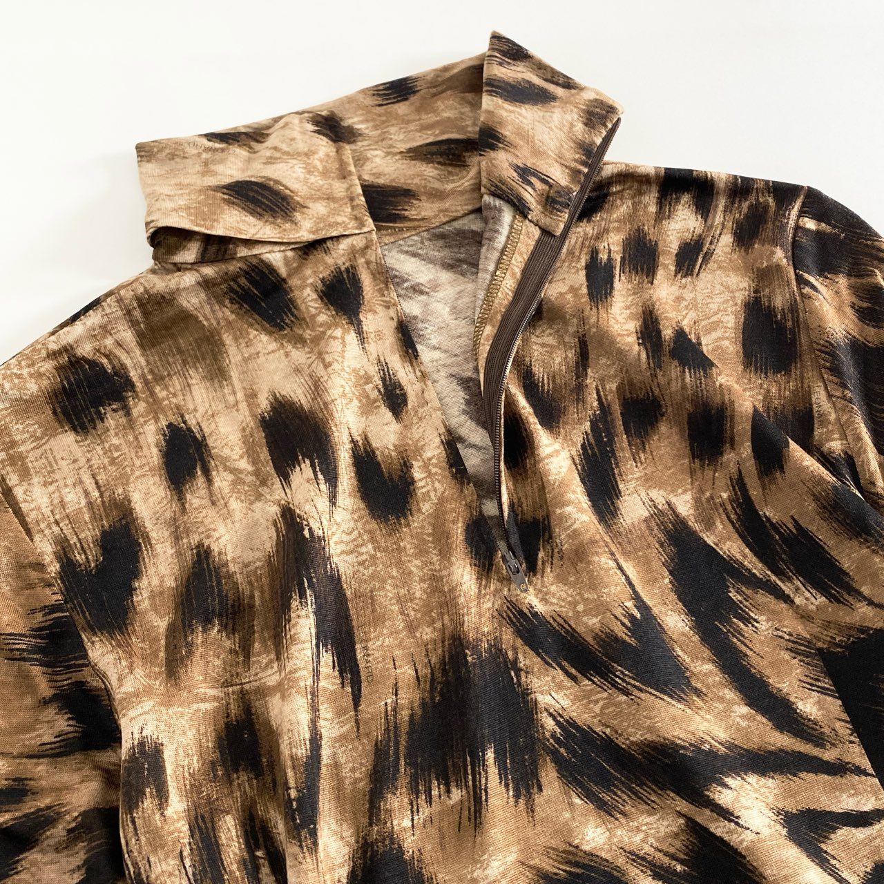 40e12 LEONARD レオナール 伸縮ストレッチ素材 長袖Tシャツ ロングスリーブカットソー トップス サイズM ブラウン レディース 日本製 秋