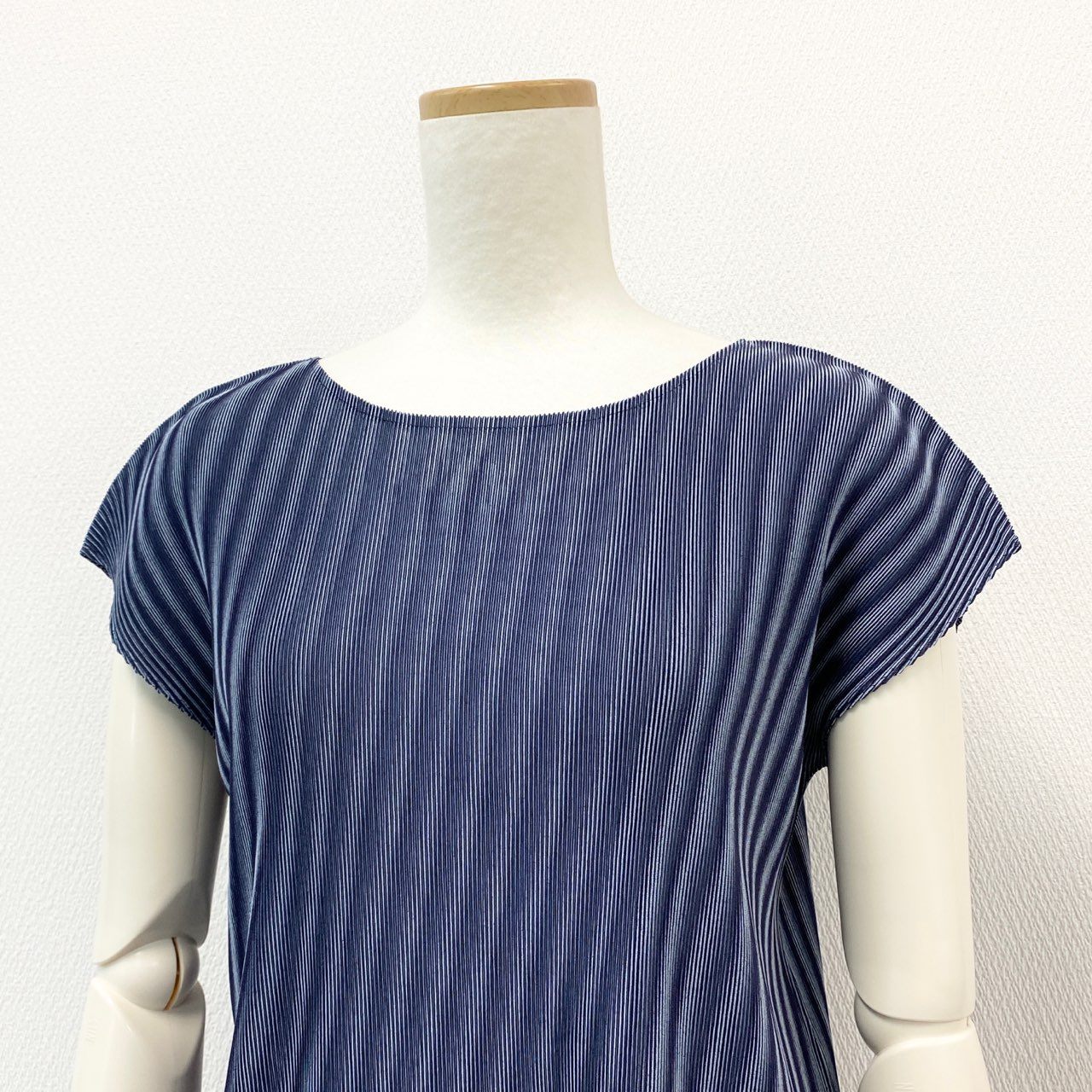 37a16 PLEATS PLEASE ISSEY MIYAKE プリーツプリーズイッセイミヤケ 日本製 プリーツカットソー 半袖Tシャツ ストライプ プルオーバー トップス PP01FK352 3 ブルー