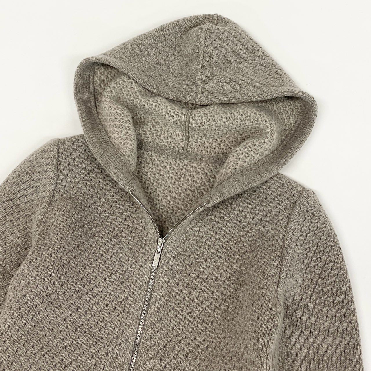 8h4【極美品】FOXEY フォクシー ダブルジップ カシミヤニットパーカー SEA BREEZE PARKA サイズ38 ベージュ レディース カシミアk02i