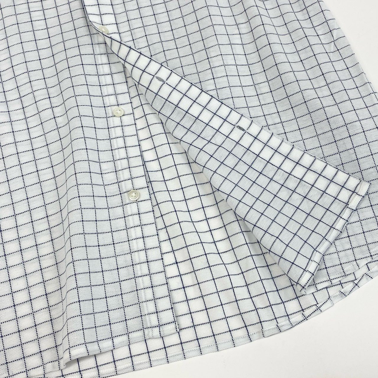 18f19 《未使用保管品》タグ付 LACOSTE ラコステ ウィンドウペン ビズポロシャツ 半袖 ボタンダウンシャツ ロゴワッペン PH763EL 5 ホワイト コットン
