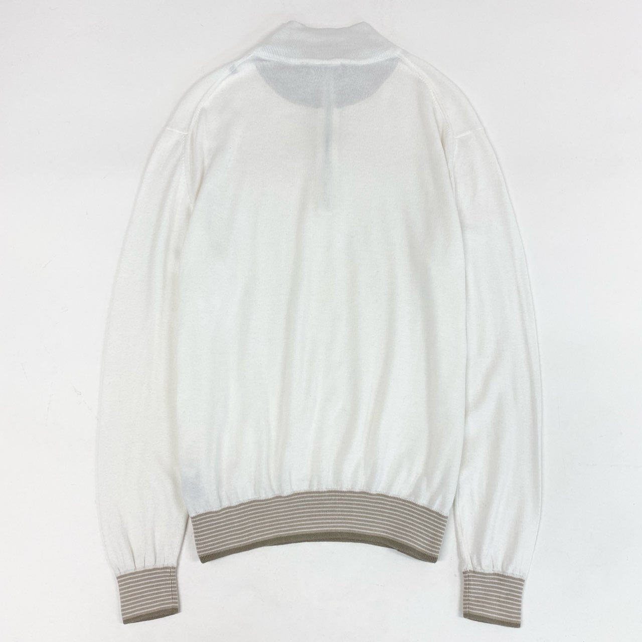 18b20 Ermenegildo Zegna エルメネジルドゼニア ハーフジップ ニットセーター トップス ハイネック 48 S ホワイト コットン