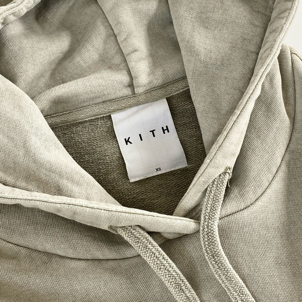 2d10 KITH キス ウォッシュ加工 スウェットパーカー プルオーバーパーカー ロゴプレート KHW2071 XS グレージュ コットン100%