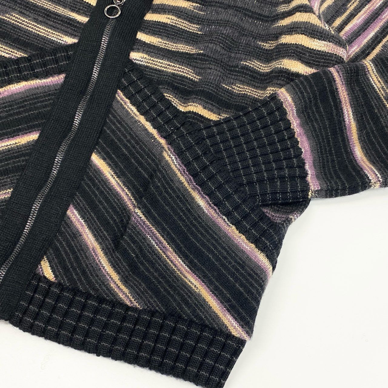 62g24 MISSONI ミッソーニ セーラーデザイン ジップアップ ニットカーディガン ニットブルゾン サイズM マルチカラー レディース_