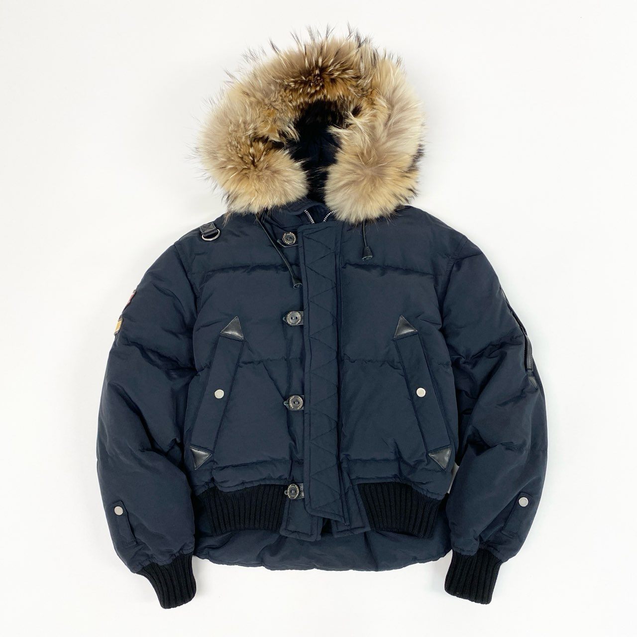 47c4 DSQUARED2 ディースクエアード ラクーンファー ショートダウンジャケット ダウンブルゾン サイズ48 ブラック メンズ 男性用 アウター