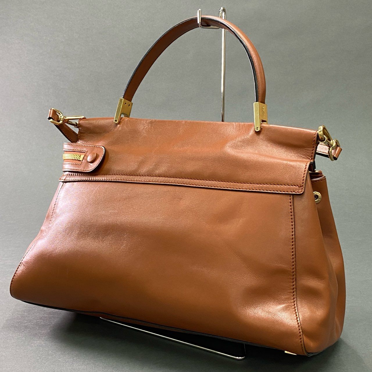 Ac6 SERAPIAN セラピアン 2WAY ハンドバッグ ショルダーバッグ ブラウン Leather カバン イタリア製
