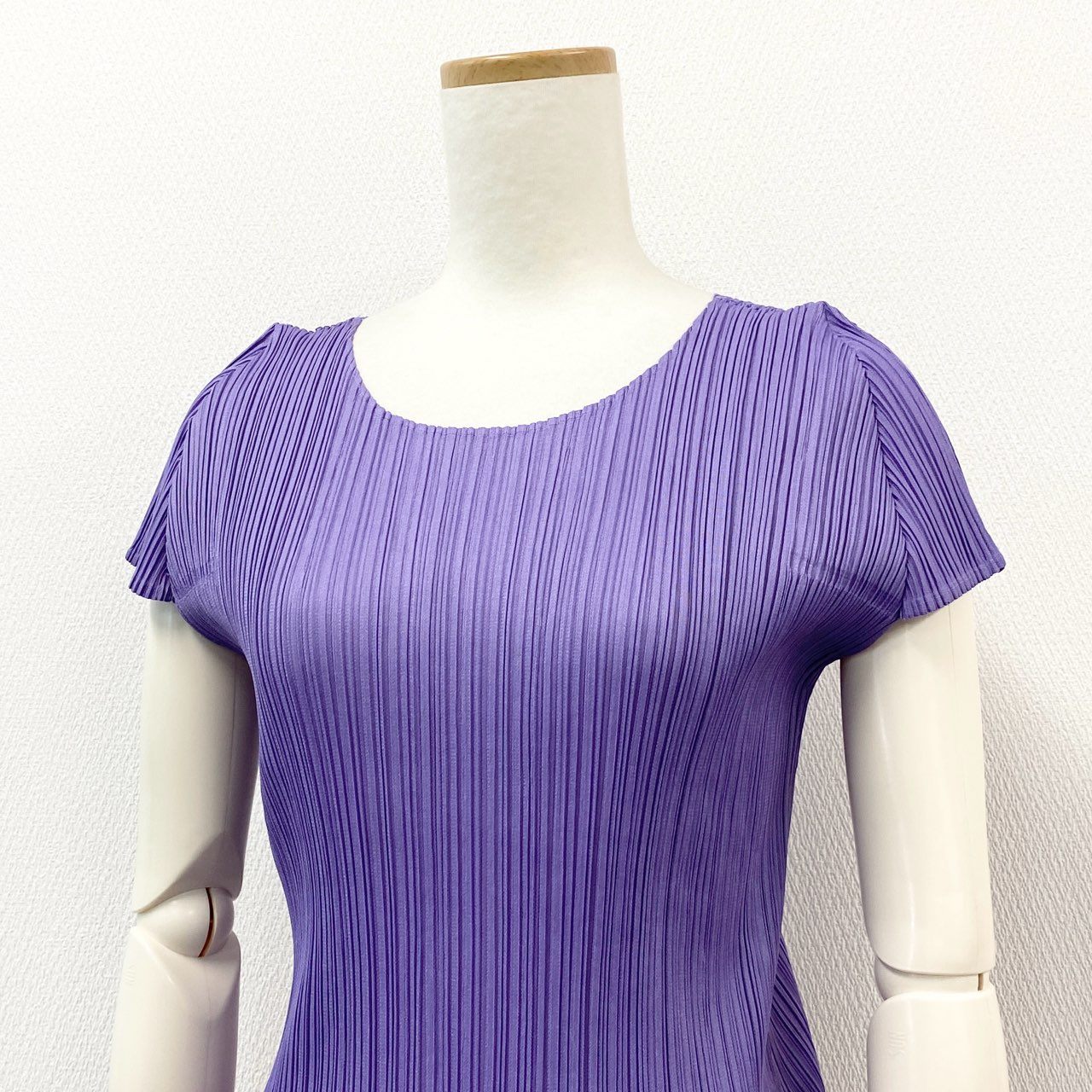 60f23 PLEATS PLEASE ISSEY MIYAKE プリーツプリーズ イッセイミヤケ 日本製 フレンチスリーブ カットソー トップス プリーツ加工 PP11-JK183 3 パープル