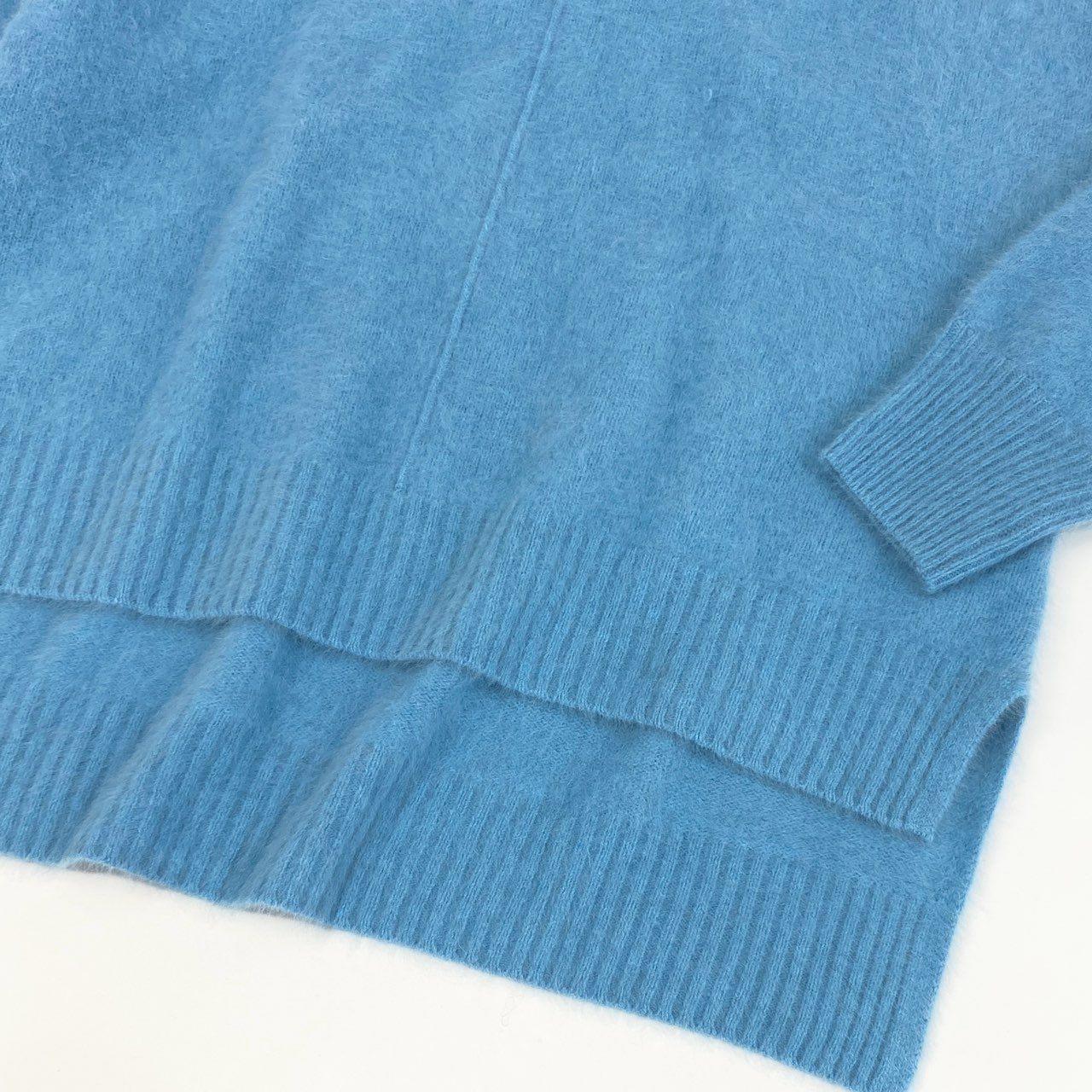 79g24 定価 \26400 Maglia Plus マリアプラス フォックスカシミヤ モックネックプルオーバー ニット セーター 138451 F ブルー レディース_