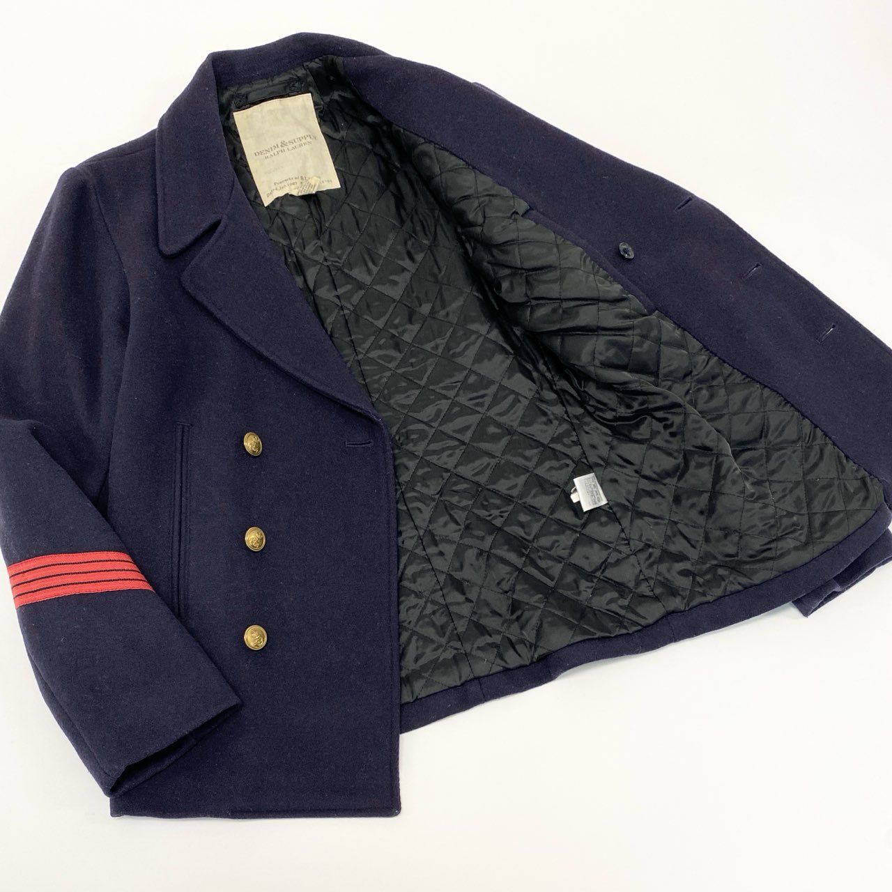 53e23 DENIM&SUPPLY デニムアンドサプライ RALPH LAUREN ラルフローレン フランス軍 Pコート M ネイビー 画像参照 フレンチミリタリー 金ボタン