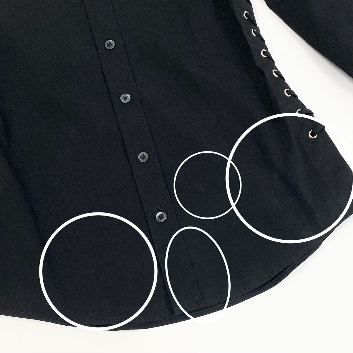 Ee19 GUCCI グッチ サイドレースアップ 長袖シャツ ストレッチ サイズ36 ブラック レディース 女性服u02t