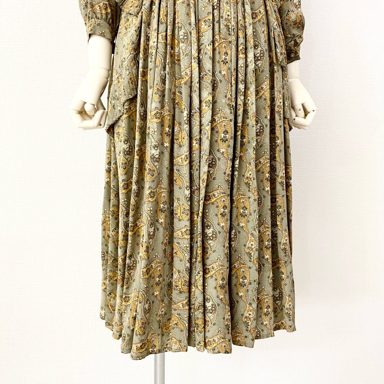 01f16 Chloe ヴィンテージ クロエ フリルデザイン 長袖ワンピース 花柄ワンピース サイズ40 マルチカラー シルク100% レディース アーカイブ