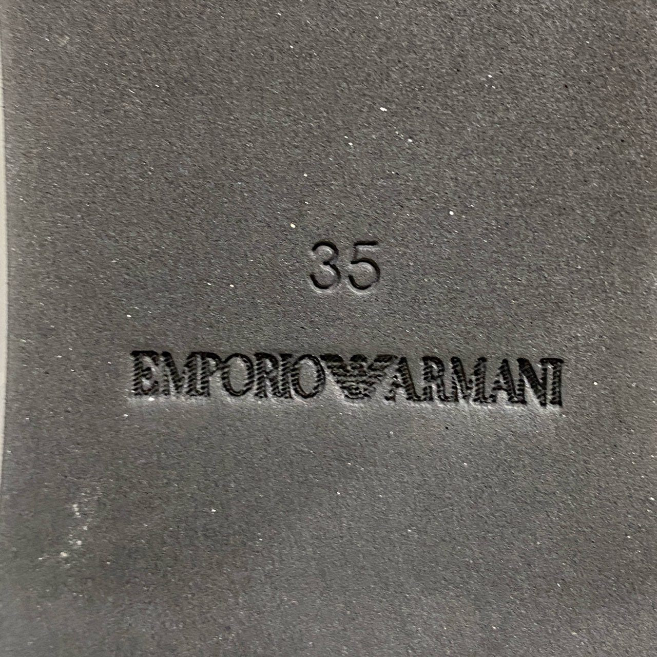 1e26 《美品》 EMPORIO ARMANI エンポリオアルマーニ ラインストーン ビーチサンダル X3P739 22..5cm ブラック ビジュー クリスタル シューズ 夏 箱付き