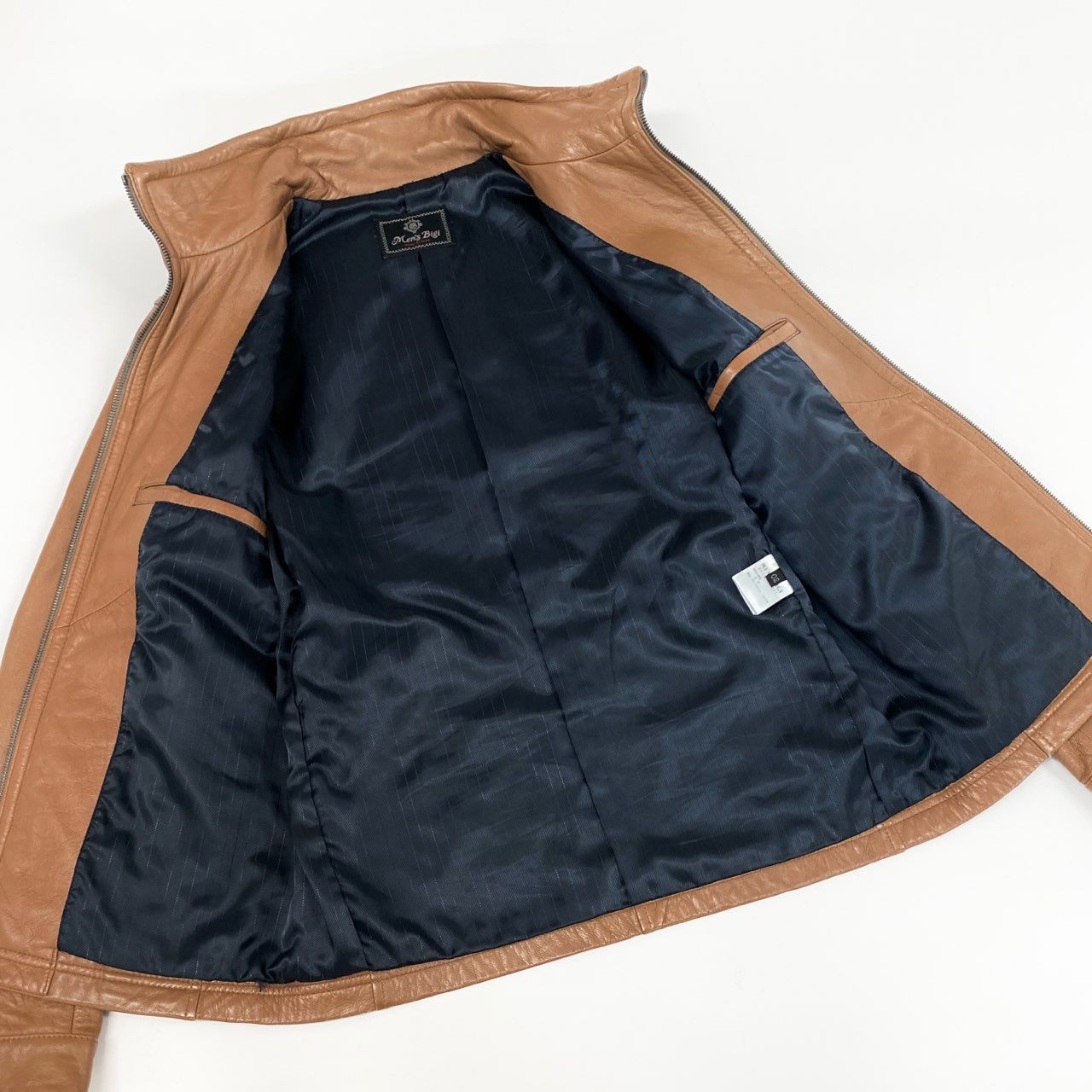 37f24 MEN’S BIGI メンズビギ レザージャケット シングルレザー 革ジャン 羊革 ラムレザー メンズ アウター MO143LJM01 02 ブラウン
