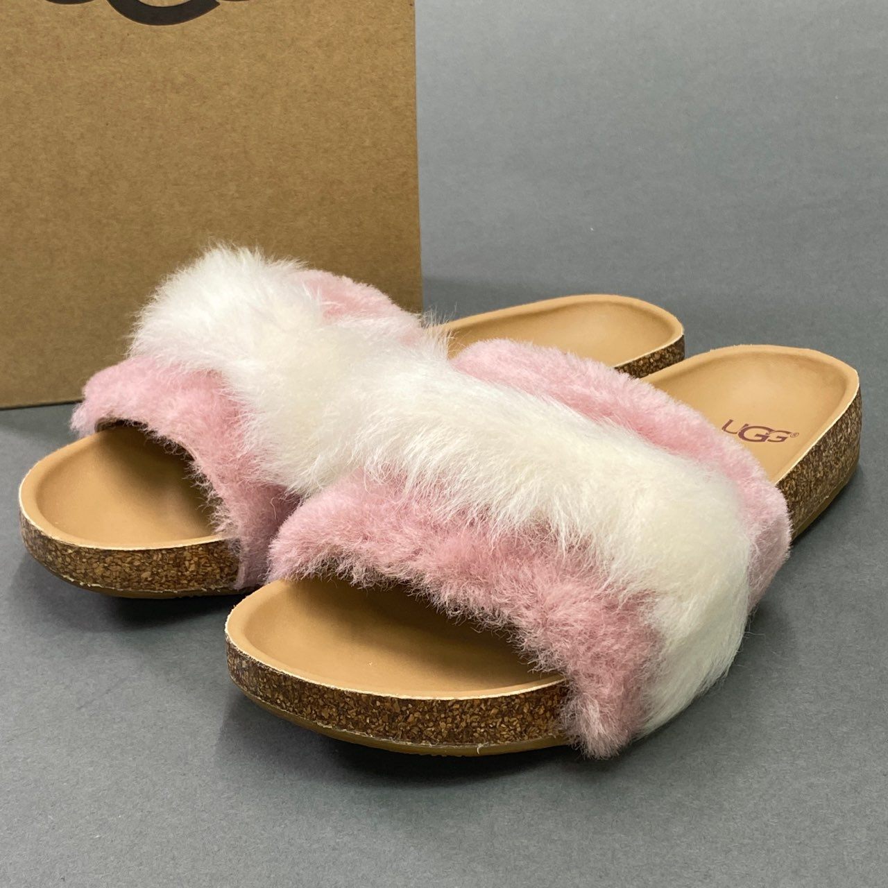 4a10 《未使用品》 定価¥17,600 UGG アグ W DIANE WISP ファーサンダル 22cm ピンク シューズ