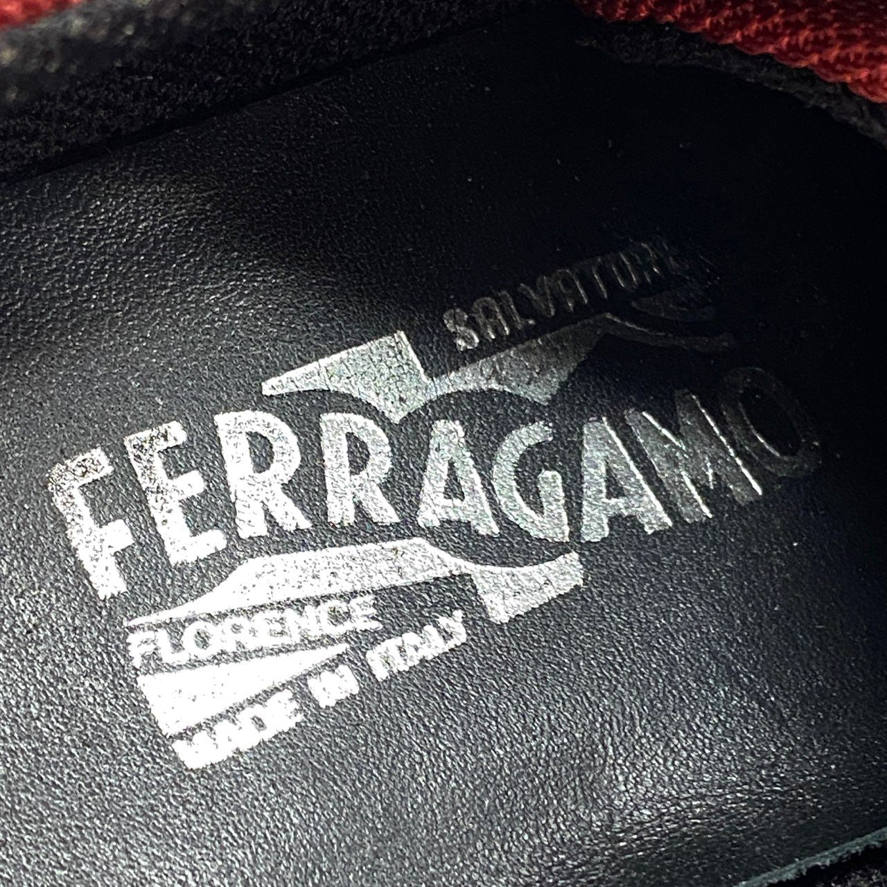 7l20 Salvatore Ferragamo サルヴァトーレ フェラガモ ガンチーニ スエードレザー スニーカー 5 1/2 レッド Leather イタリア製 シューズ 靴