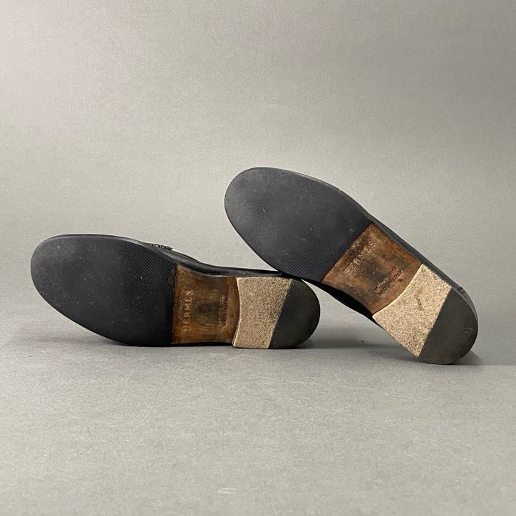 2h14 HERMES エルメス ケネディ レザーローファー 35 ホワイト ブラック Leather Loafer シューズ イタリア製 革靴