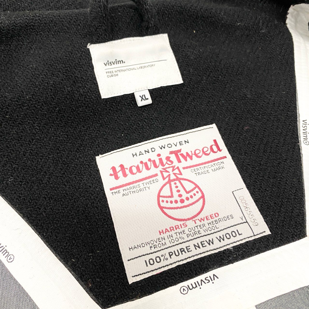 73j28 visvim. ヴィズヴィム 大きいサイズ Harris Tweed ハリスツイード 1LIEUTENANT COAT 3L Pコート ピーコート  GORE-TEX  XL ブラック ウールo07t