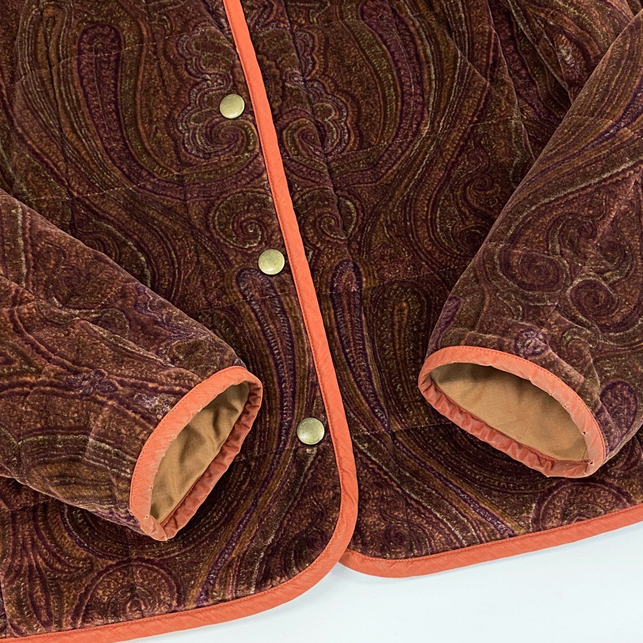 45j15 ETRO エトロ ベロアジャケット カバーオール キルティングジャケット ペイズリー 46サイズ マルチカラー レディースu02t