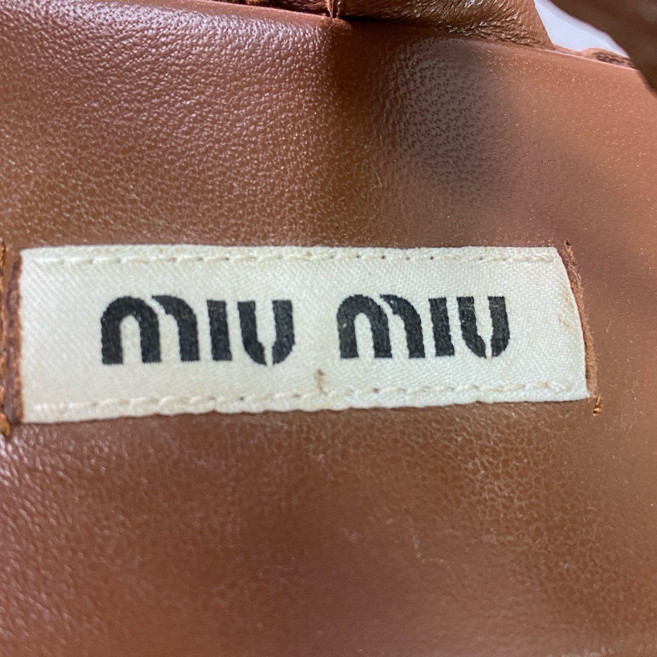 3d16 MIU MIU ミュウミュウ ウェッジソール スウェードレザーサンダル 38 ブラウン leather シューズ イタリア製 夏 箱付き