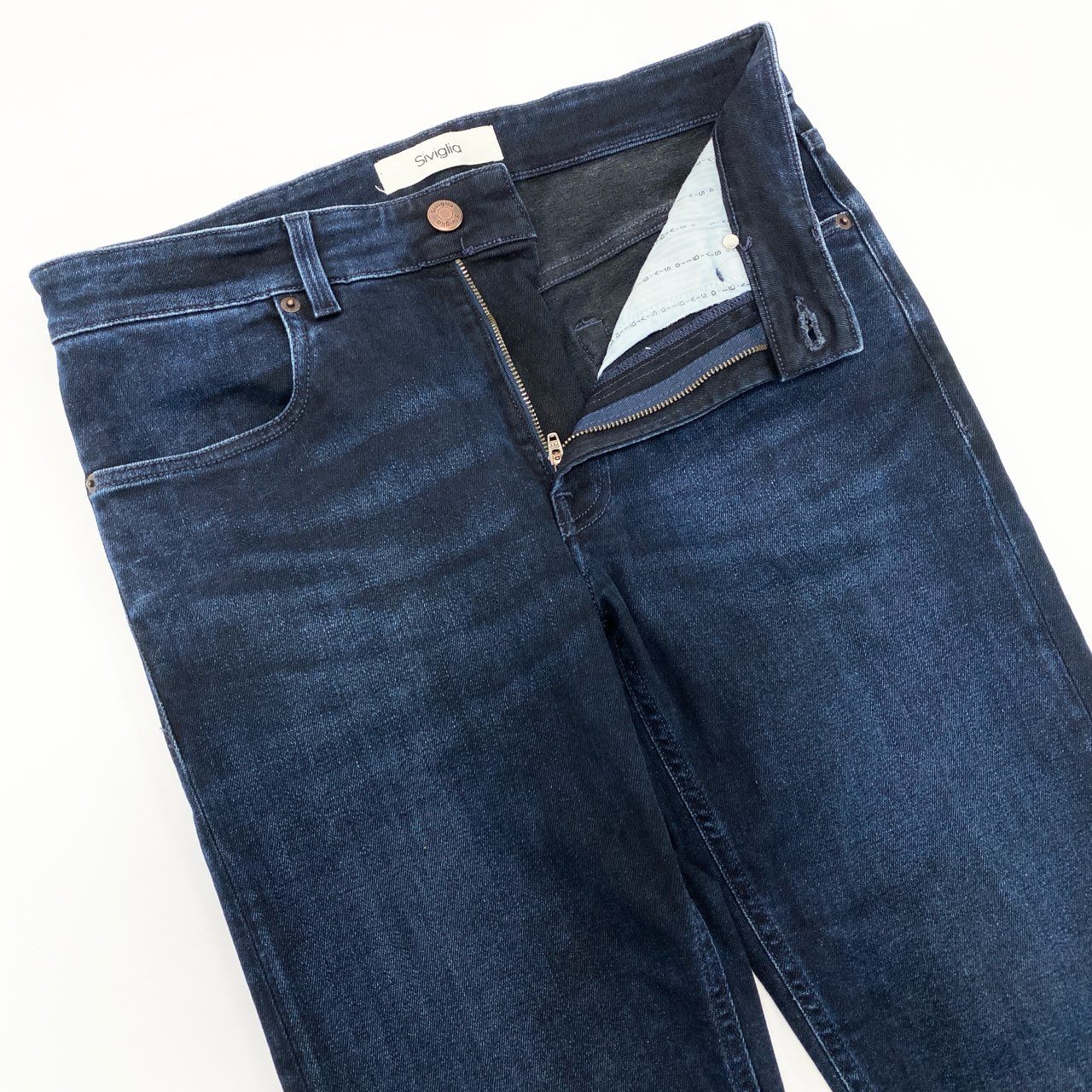 65j9 《美品》Siviglia シヴィリア テーパードデニムパンツ ストレッチ素材 PALAZZO 2004 D0072 32サイズ インディゴ メンズo07t