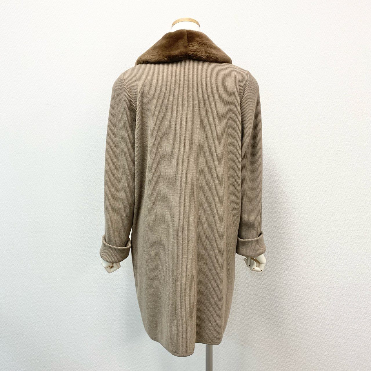 5i12 FOXEY BOUTIQUE フォクシー ブティック ヌートリアファー ニットコート ロングニットカーディガン F ブラウン系 レディースu02t