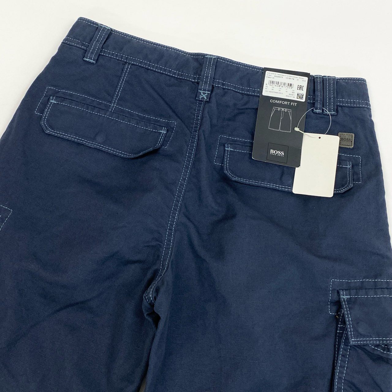 45j15 《新品保管品》HUGO BOSS ヒューゴボス ハーフパンツ カーゴパンツ 膝丈 ボトムス 44サイズ ネイビー メンズu02t