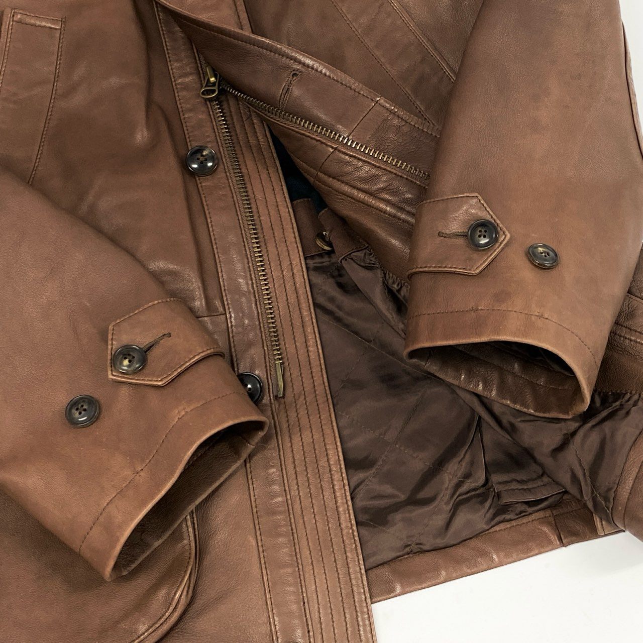 75i8 POLO RALPH LAUREN ポロラルフローレン BURHAM CAR COAT バーハム カーコート レザー ジャケット 襟着脱 ムートン S 170 ブラウン ラムレザー 羊革 メンズo07t