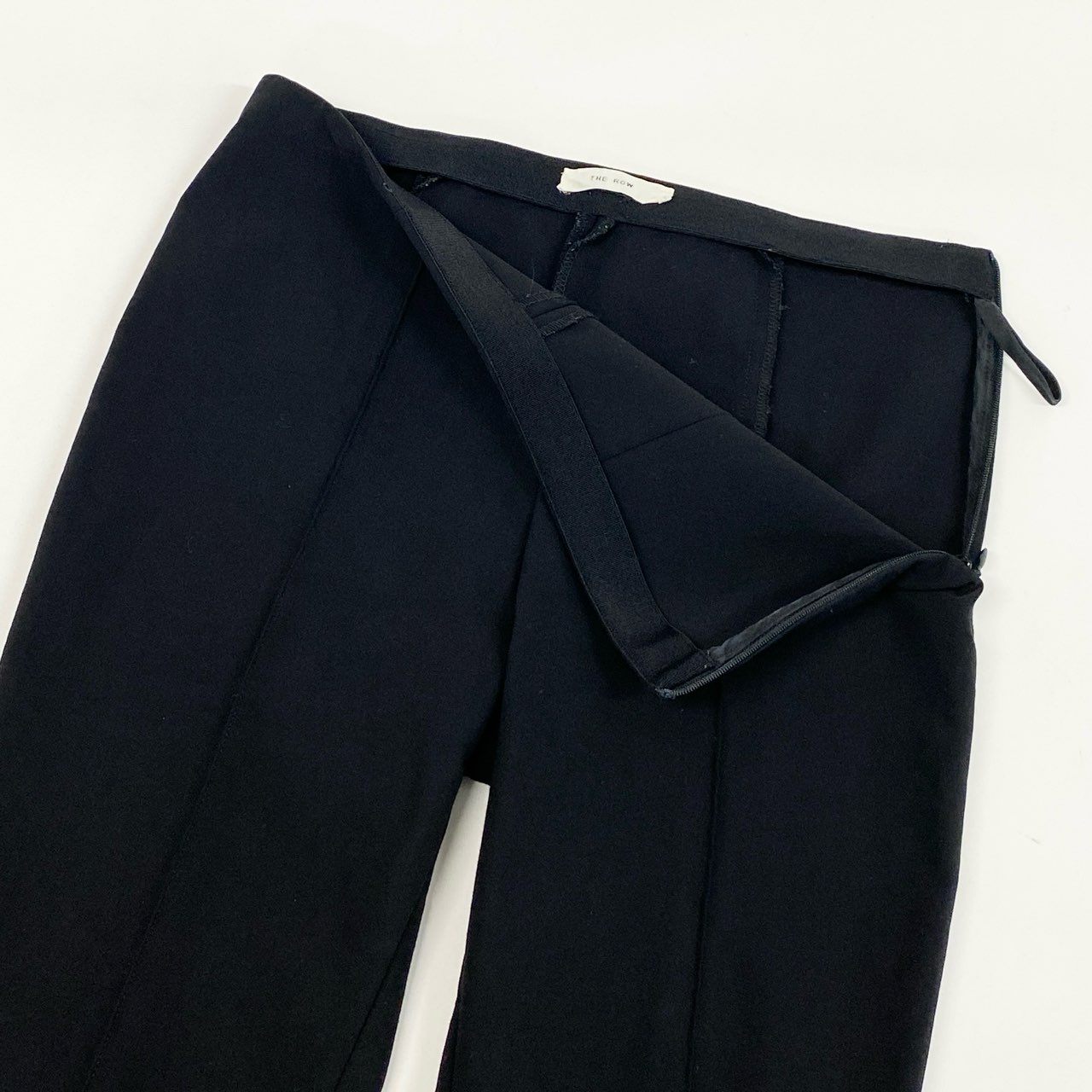84i10THE ROW ザロウ ウエストゴム Thild Pant スキューバパンツ スキニー ボトムス サイドジップ ブラック レディースk02i