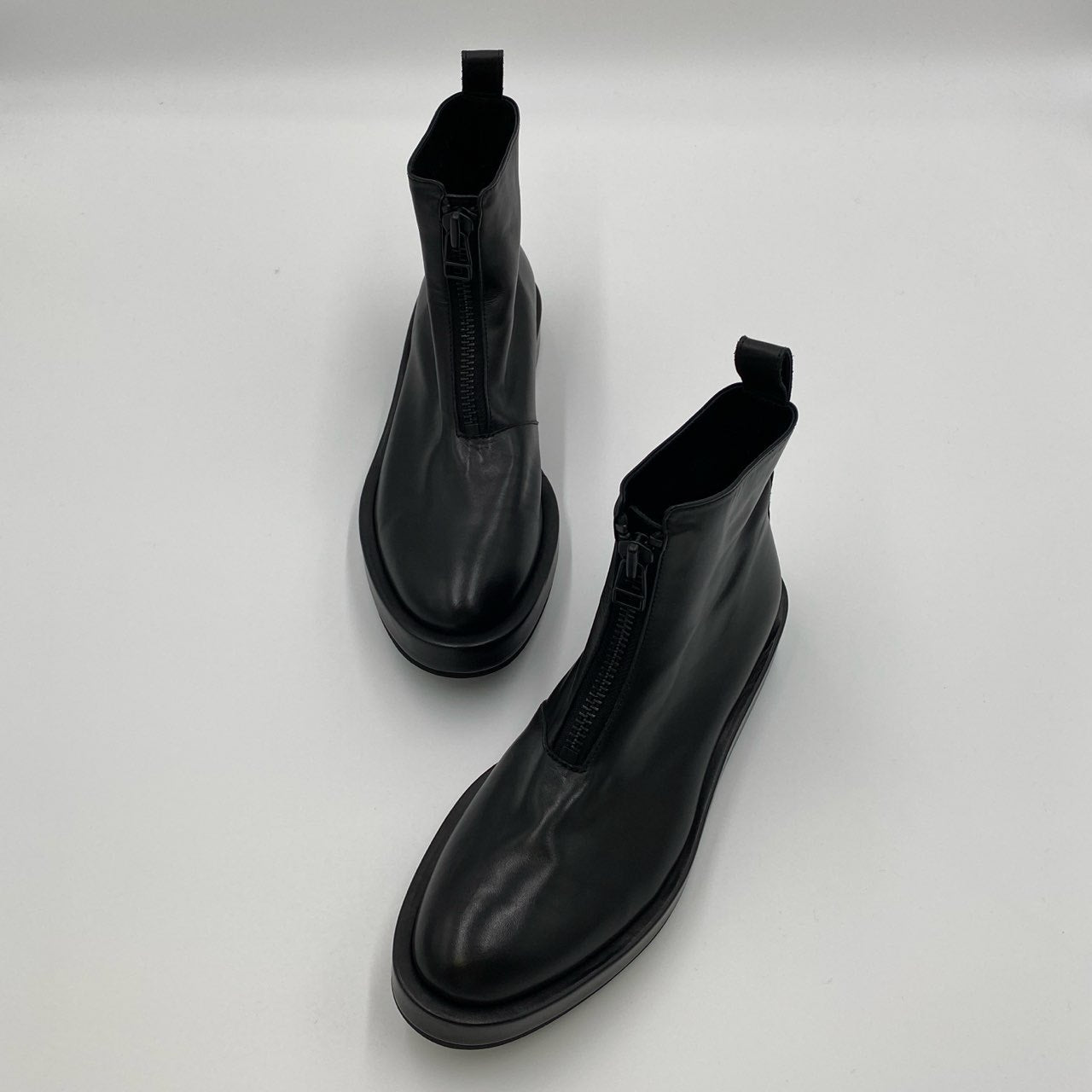 1h7【極美品】Y's ワイズ ヨウジヤマモト YP-E02-710 OIL SMOOTH LEATHER ZIPPER BOOTS ジップアップ ブーツ サイズ4 ブラック レザー レディースk02i