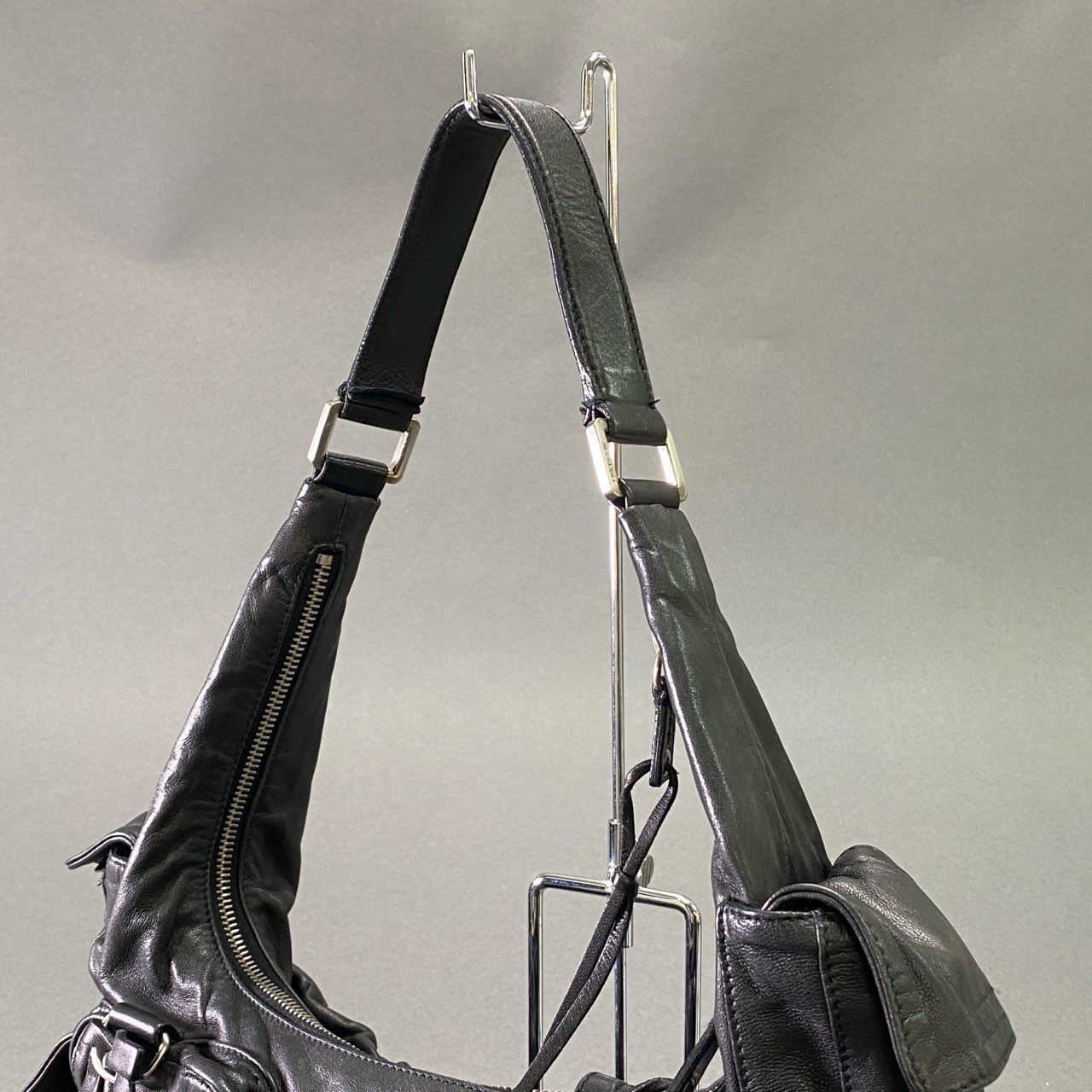 Af11 【Archive】JIL SANDER ジルサンダー 2003 エディターズバッグ ショルダーバッグ ブラック レザー ユニセックス 鞄 Vintage Shoulder Bag