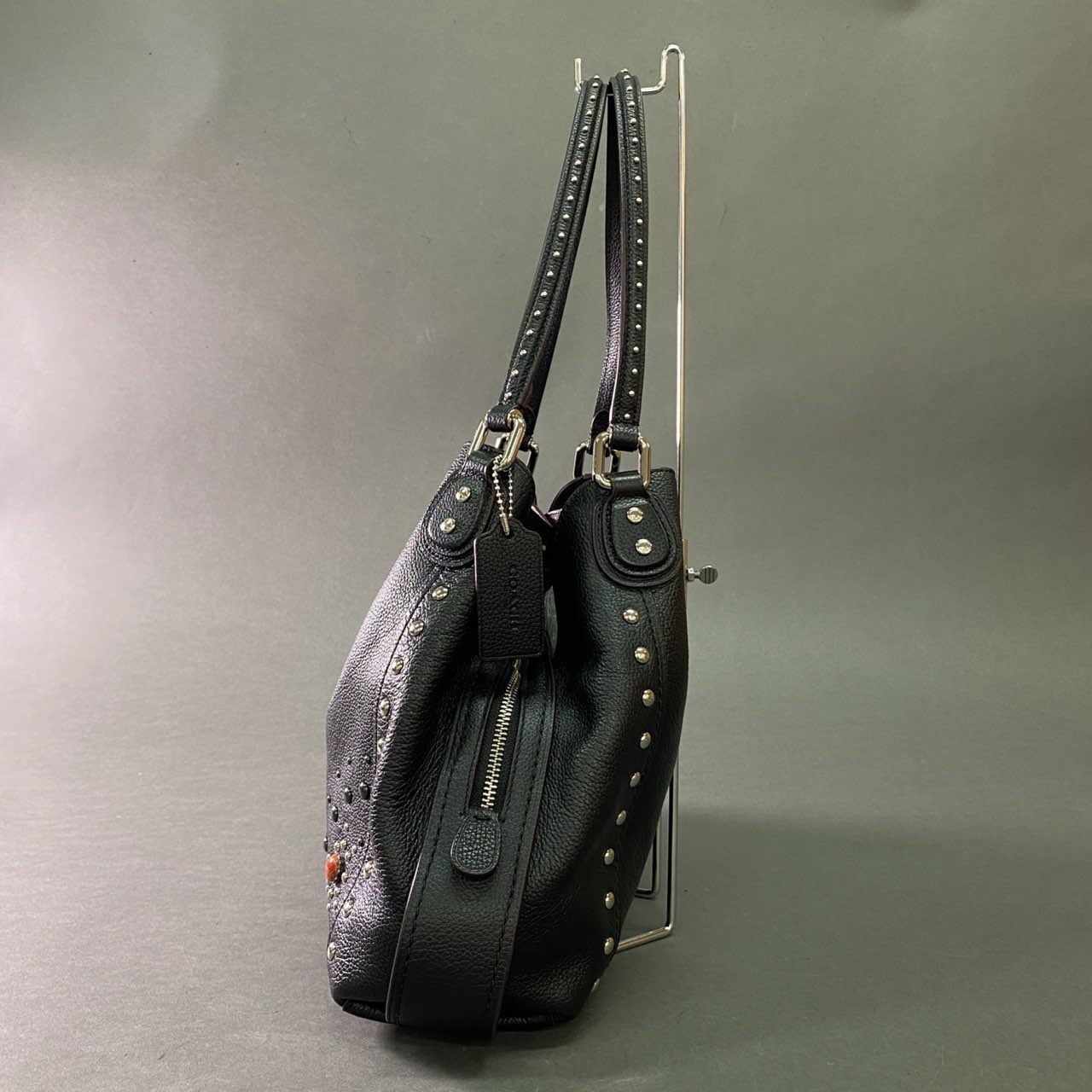 Gb12 COACH コーチ ウエスタンリベット イーディー トートバッグ 57660 ブラック レザー スタッズ ショルダーバッグ 鞄