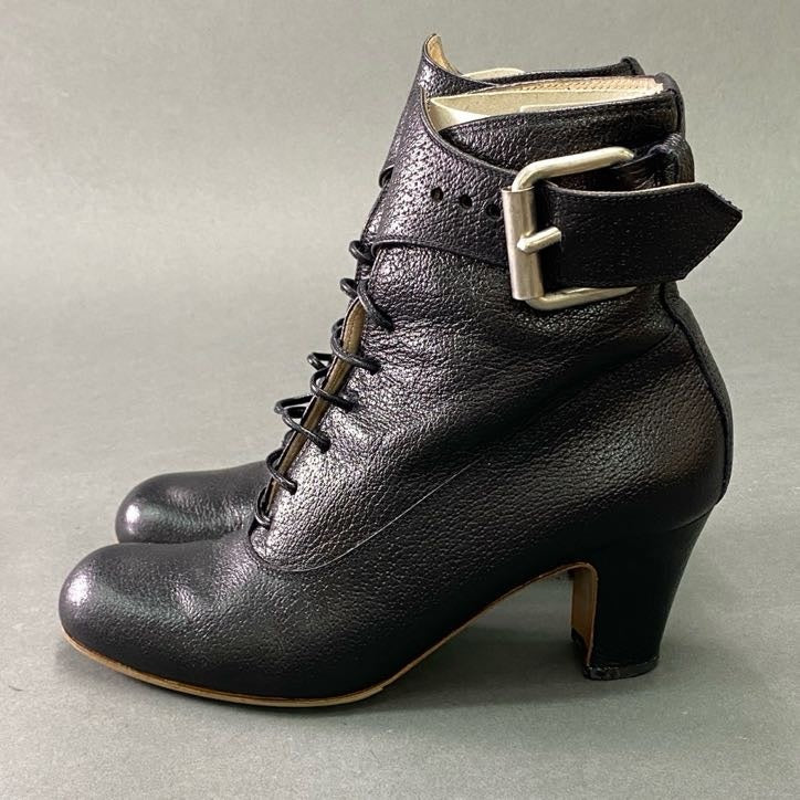 2f5 Vivienne Westwood ヴィヴィアンウエストウッド ピンバックルベルト ショートブーツ 39 ブラック レザー ブーティ シューズ 箱付き