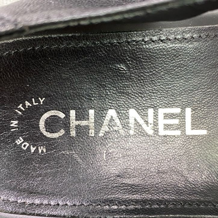 4f4 CHANEL シャネル ココマークチャーム付き 6連チェーン サンダル G31764 35 ブラック ツイード シューズ 夏