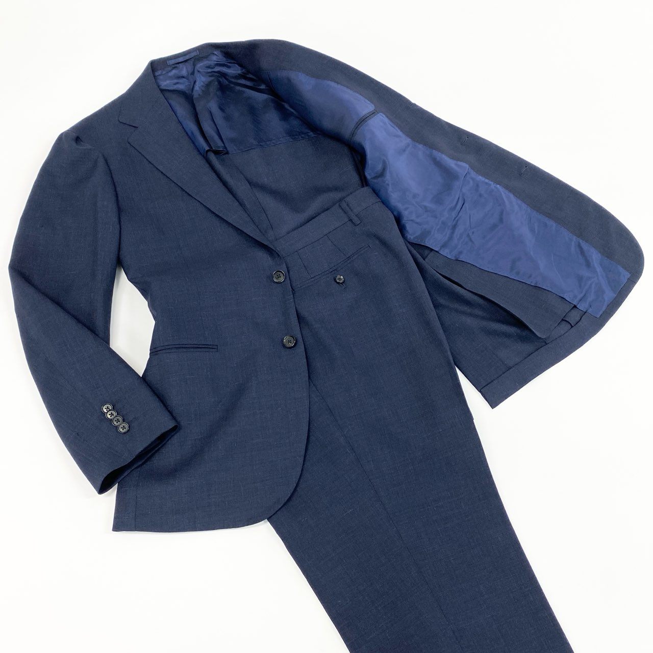 55f16 RING JACKET MEISTER リングヂャケット マイスター シングルスーツ セットアップ テーラードジャケット/スラックス サイズ52 ネイビー ウールシルク メンズ