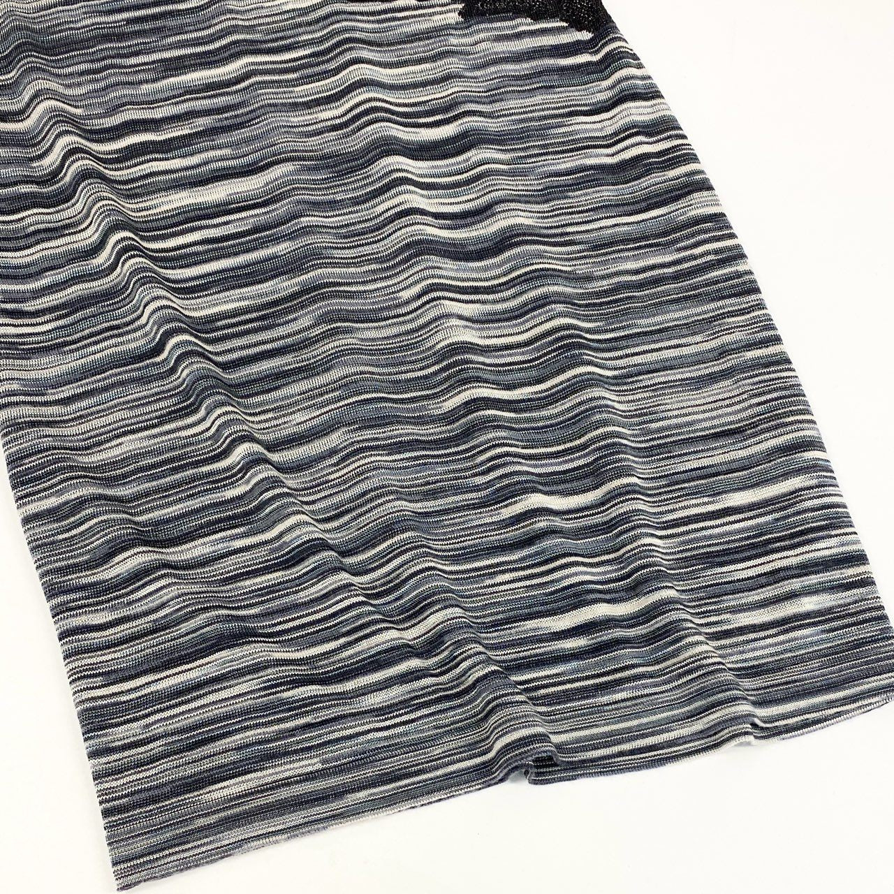 17f30 MISSONI ミッソーニ ラメレース切替 ニットワンピース 長袖ワンピース 膝丈ワンピース サイズ40 グレー系 レディース 女性用