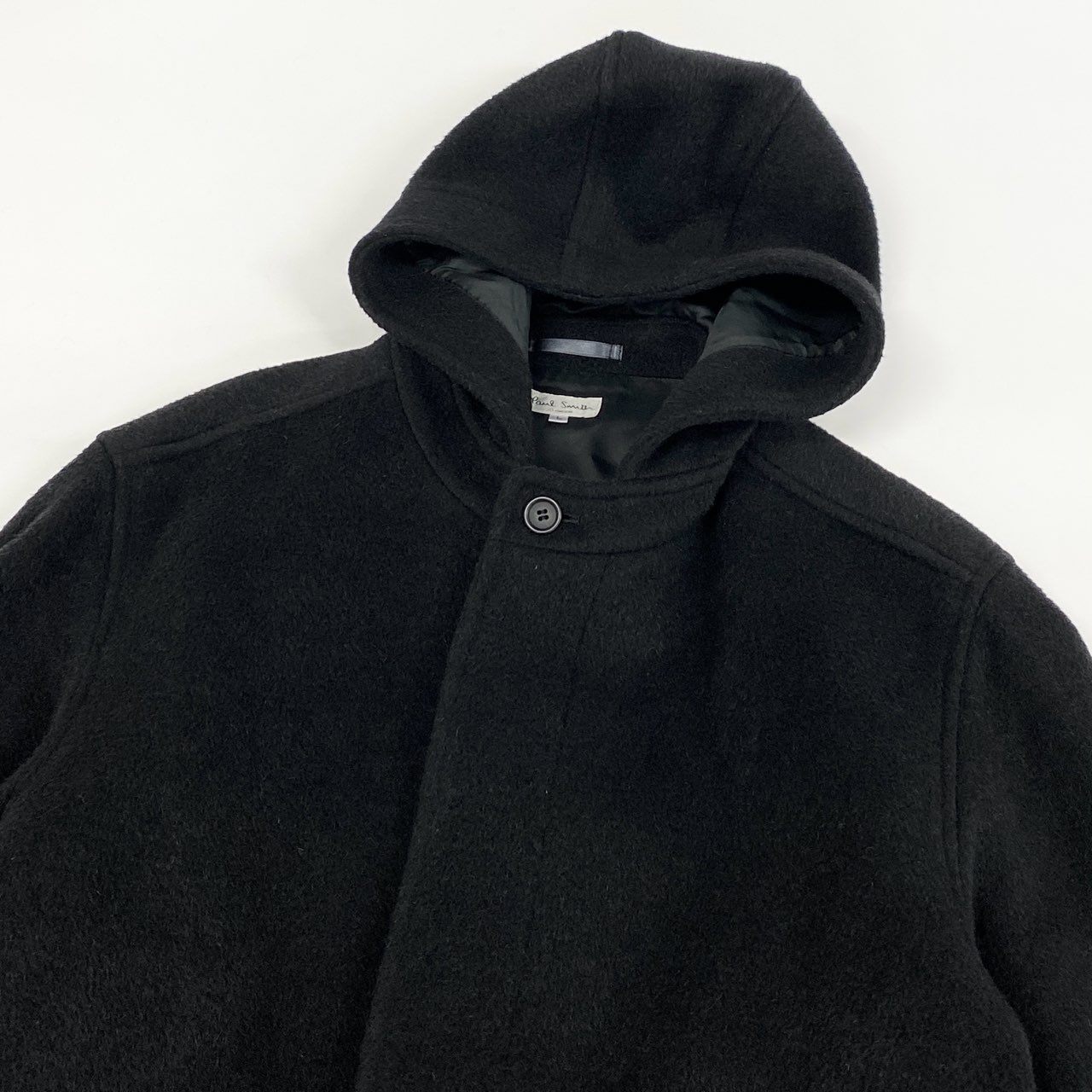 13h29 《美品》Paul Smith ポールスミス フーディーウールコート ロングコート アウター ジャケット Lサイズ ブラック メンズ 男性用u02t