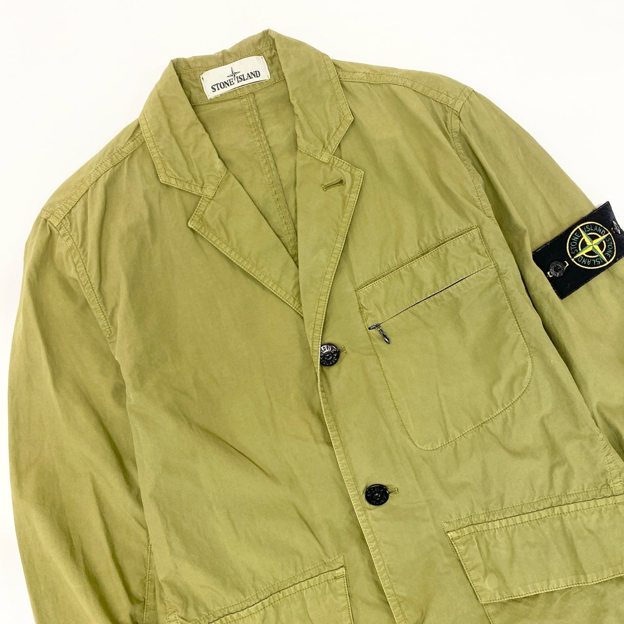 41h24 STONE ISLAND ストーンアイランド フィールドジャケット テーラードジャケット ミリタリ ワッペン付き XS カーキ コットン メンズo07t