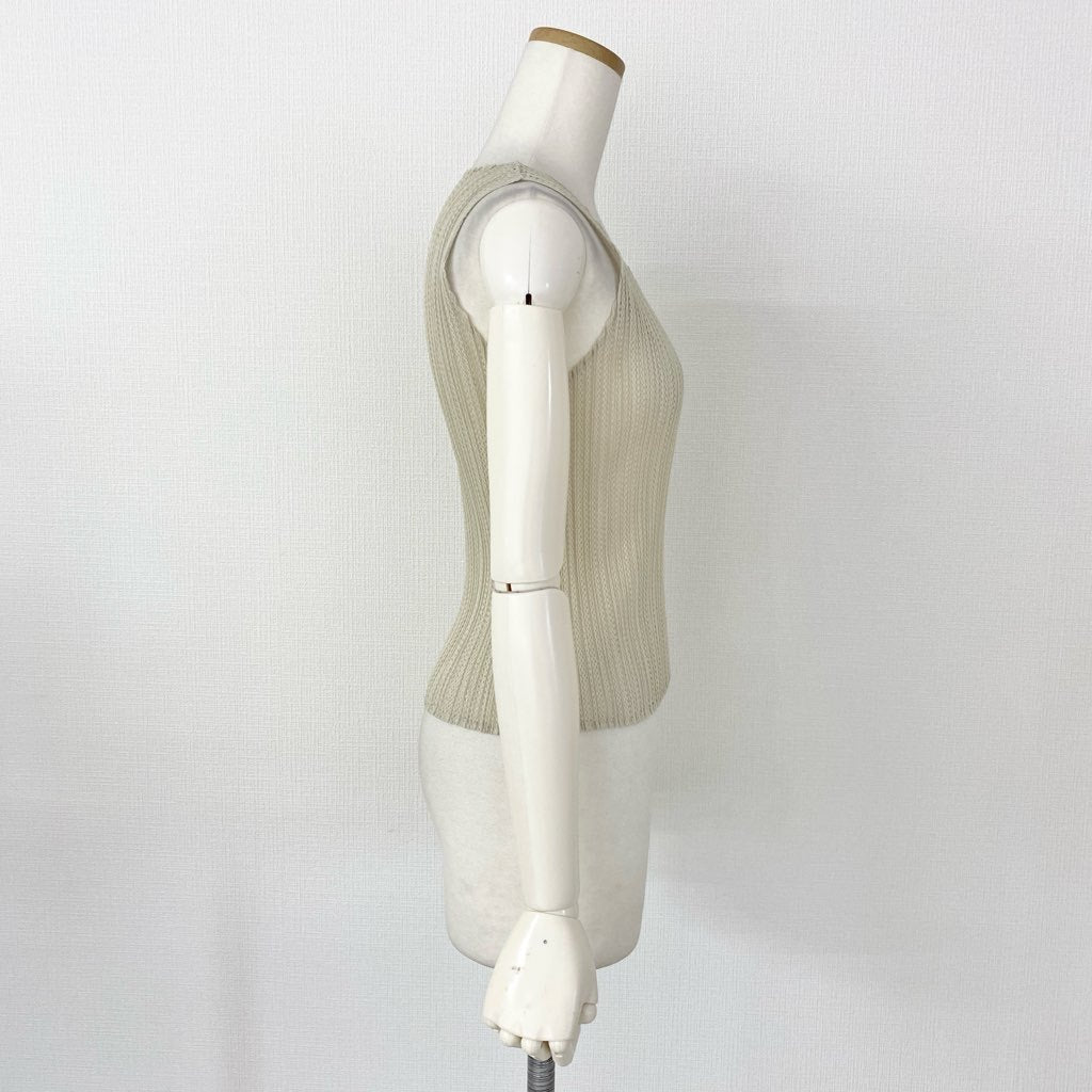 32d7 PLEATS PLEASE ISSEY MIYAKE プリーツプリーズ イッセイミヤケ 日本製 PP06-JK601 ノースリーブメッシュプリーツカットソー トップス タンクトップ 3 ベージュ MADE IN JAPAN