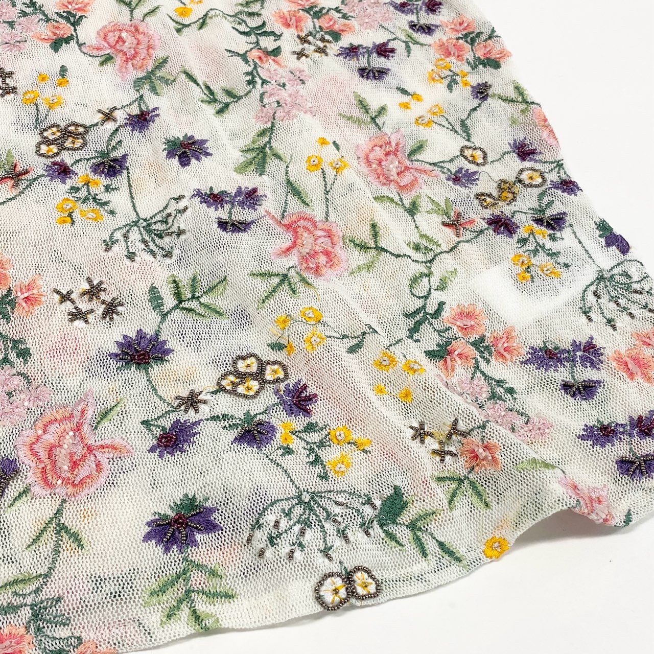 65d30 《新品タグ付き》 POLO RALPH LAUREN ポロ ラルフローレン 半袖レースカットソー Tシャツ トップス サイズM マルチカラー 花柄 コットン ナイロン レディース