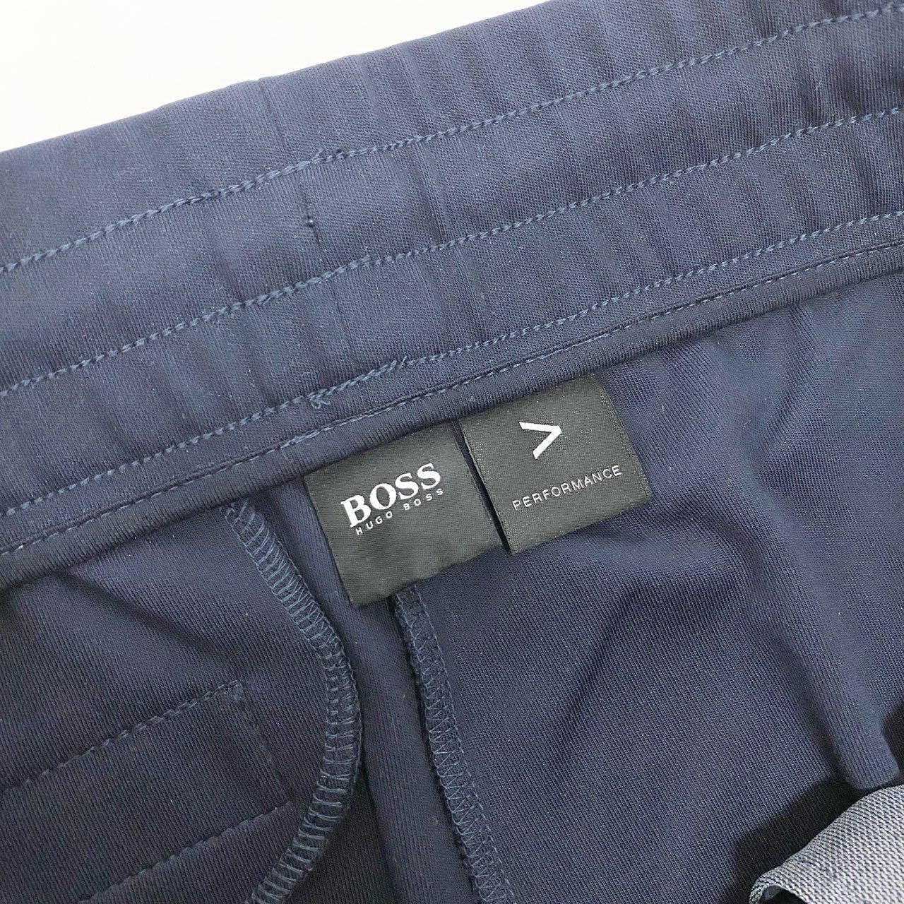 77i26 HUGO BOSS ヒューゴボス PERFORMANCE ナイロン切替 スウェットパンツ S ネイビー ストレッチ◎ ボトムス サイドラインt18r