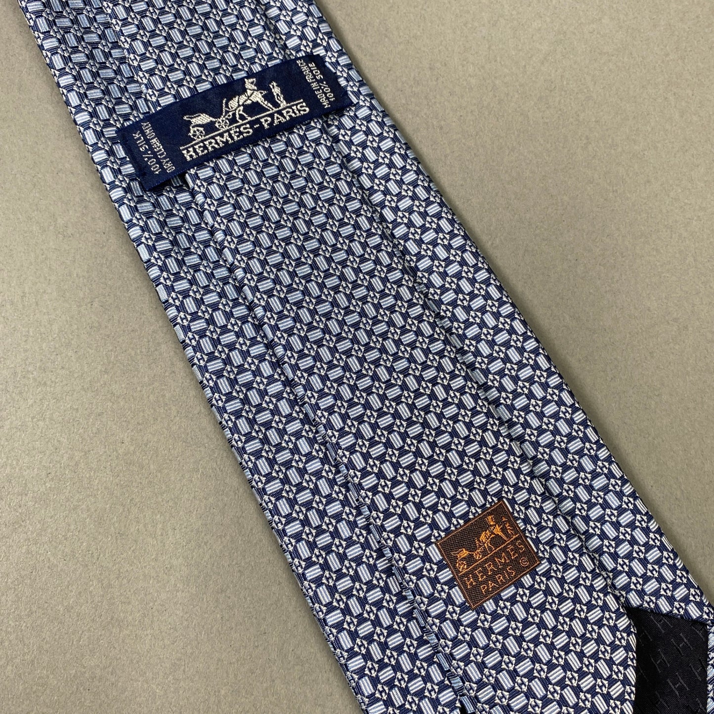 i10 《美品》 HERMES エルメス Hロゴ ネクタイ 総シルク ビジネス◎ ブルー シルク100 SILKk02i