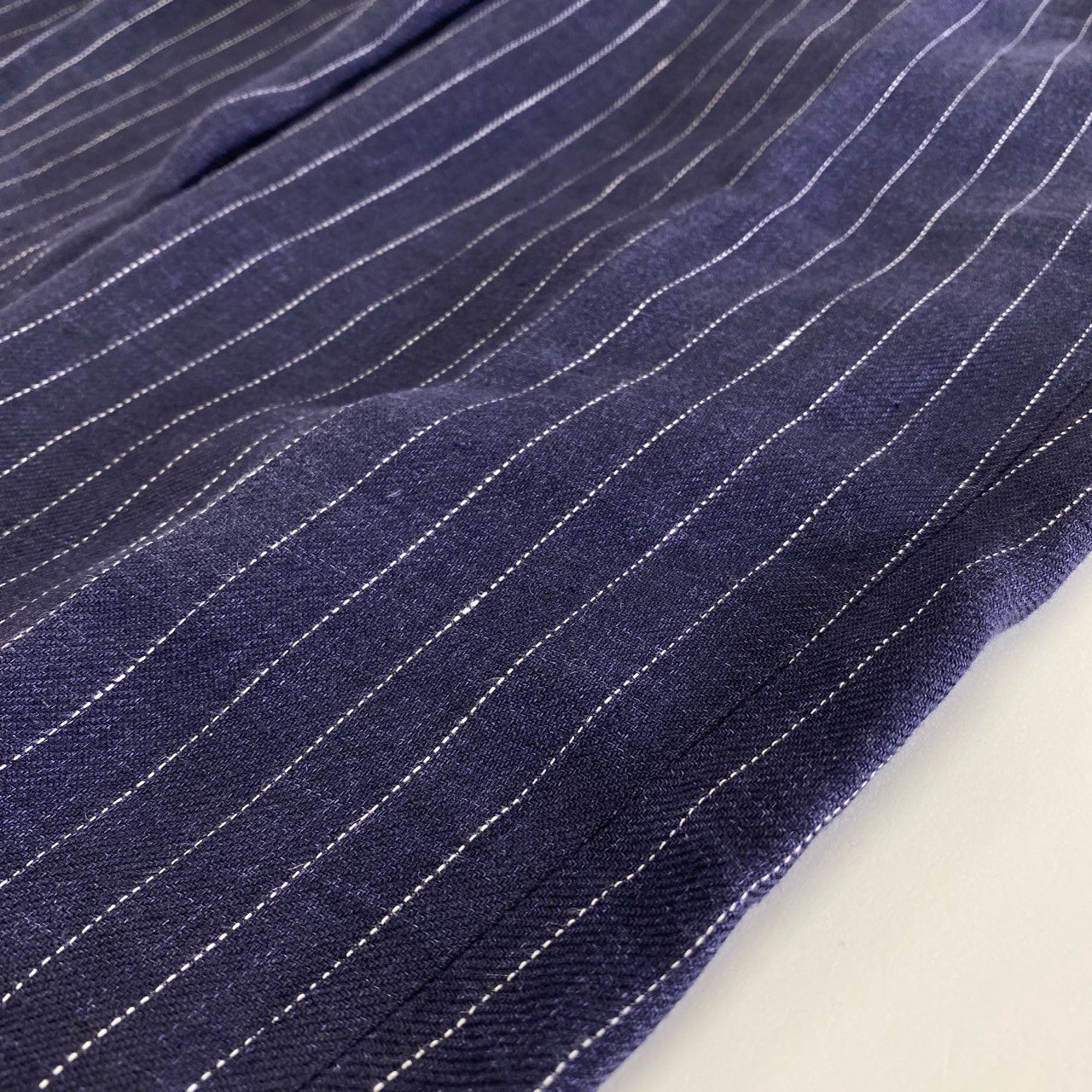 10j31 BRUNELLO CUCINELLI ブルネロクチネリ スラックスパンツ リネンパンツ ボトムス サイズ44 ネイビー ストライプ リネン100% メンズ イタリア製