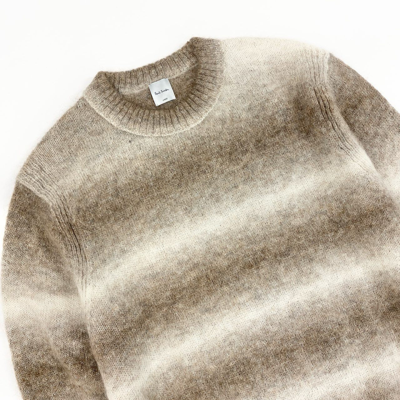 10i16 Paul Smith ポールスミス グラデーションボーダー ニット セーター トップス アルパカ混 L ブラウン系 メンズu02t