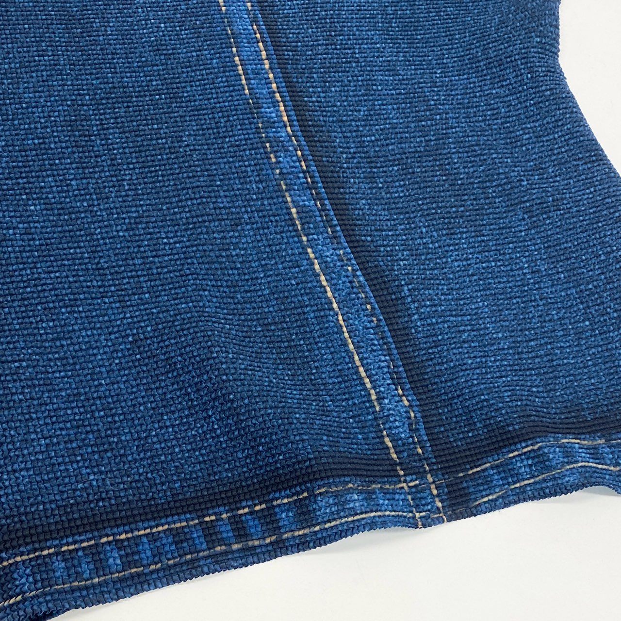 48h14 ISSEY MIYAKE イッセイミヤケ デニム転写 プリーツ加工 Tシャツ カットソー トップス PP16-FJ221 サイズ3 インディゴブルー ポリエステル プリーツプリーズ ヴィンテージu02t