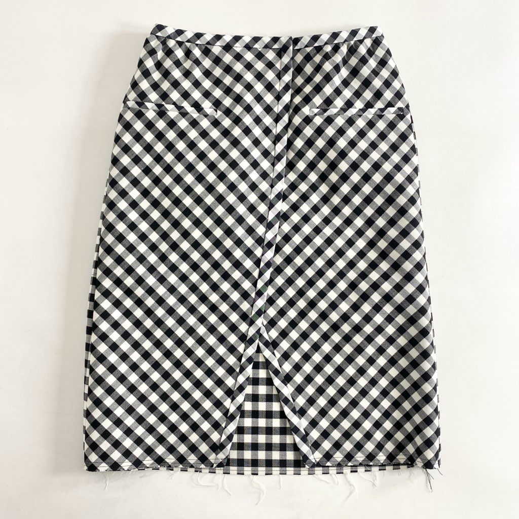39b6 《美品》 近年モデル☆ COURREGES PARIS クレージュ パリス ギンガムチェック スカート 34 ブラック ホワイト JUPE イタリア製 タグ付き 春夏