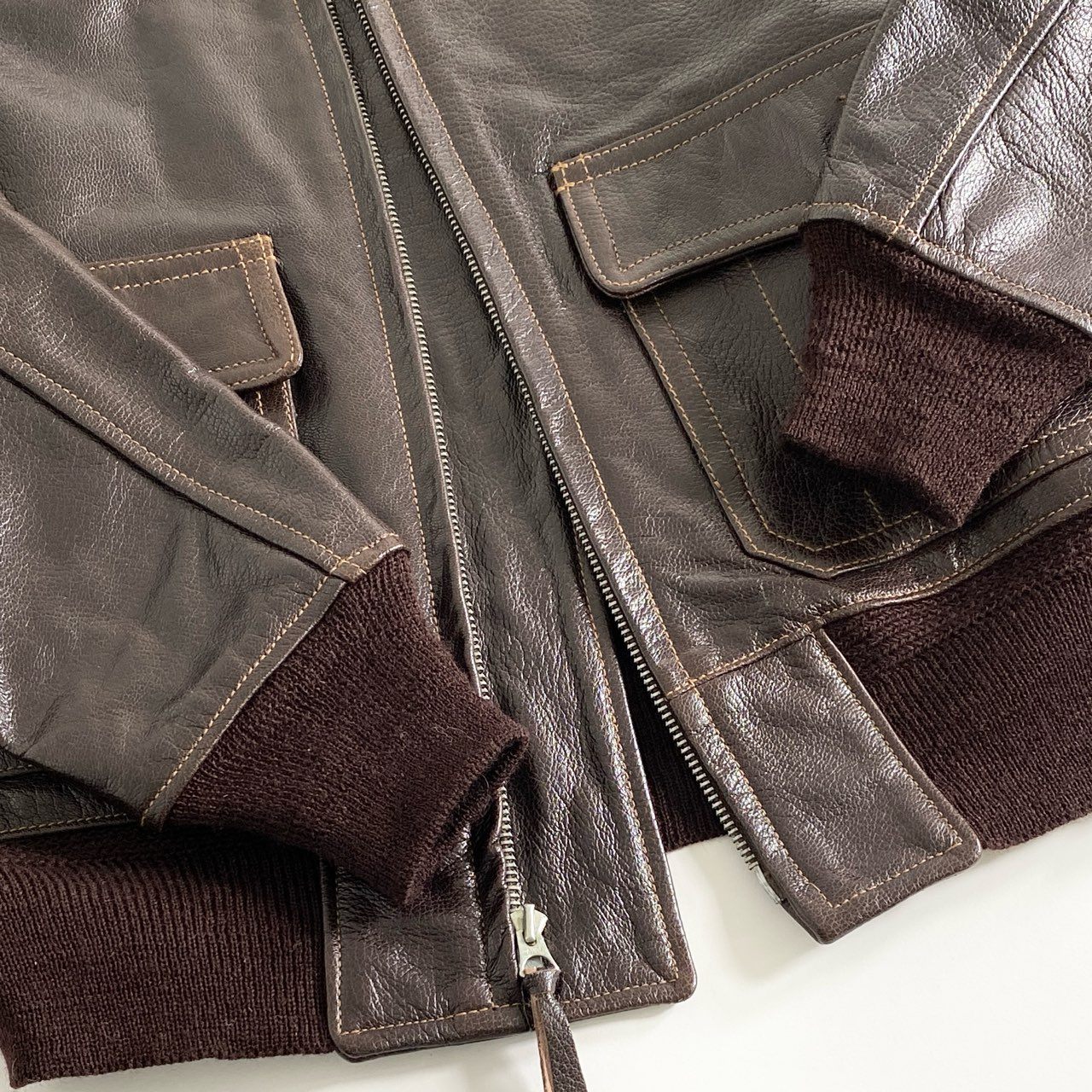 18d12 EASTMAN LEATHER CLOTHING イーストマンレザー M-422A U.S.NAVY フライトジャケット レザージャケット 38 ブラウン メンズ バッファローレザー