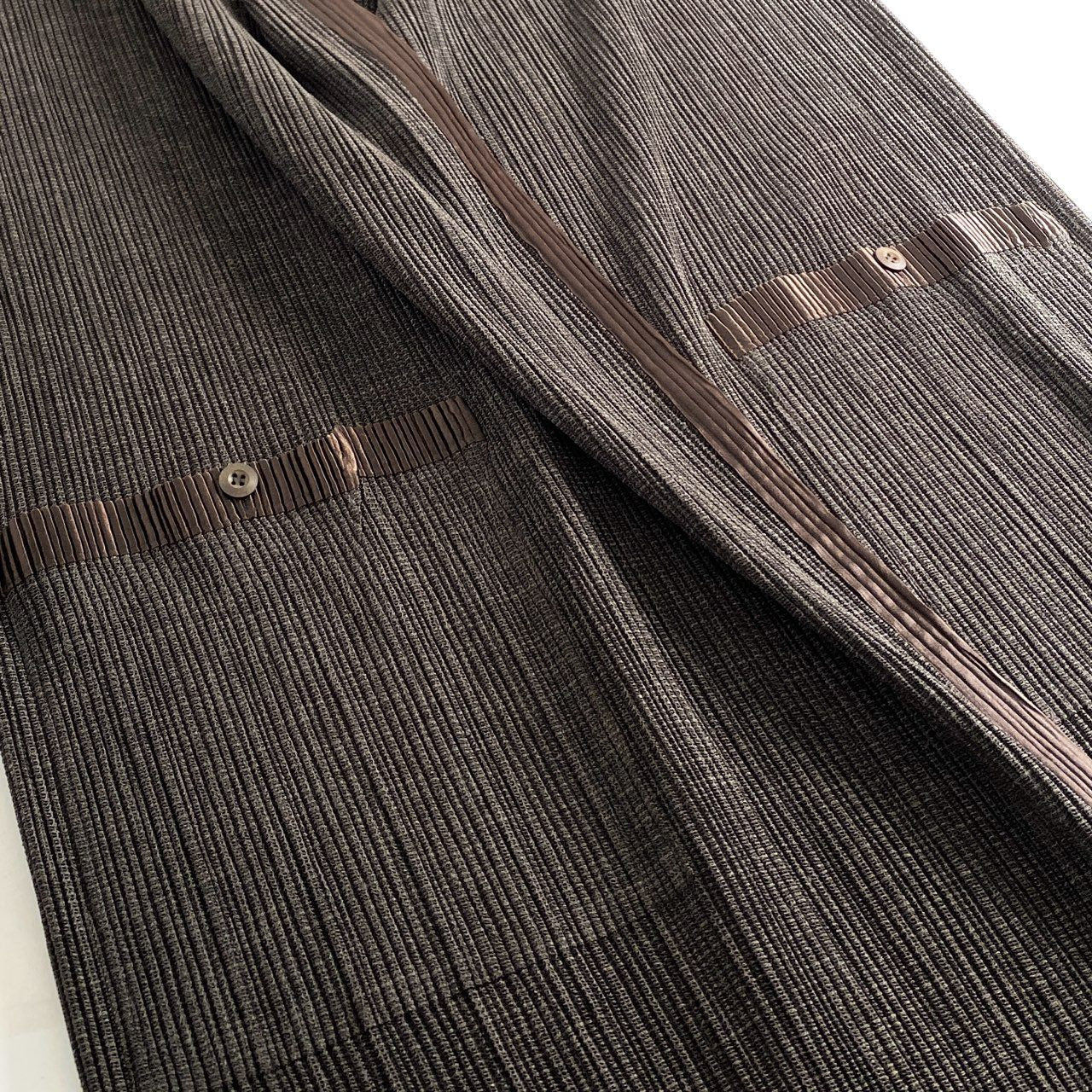 75e25 ISSEY MIYAKE イッセイミヤケ ガウンコート ロングカーディガン IM67-FA905 サイズL ブラウン ポリエステル100% レディース 日本製