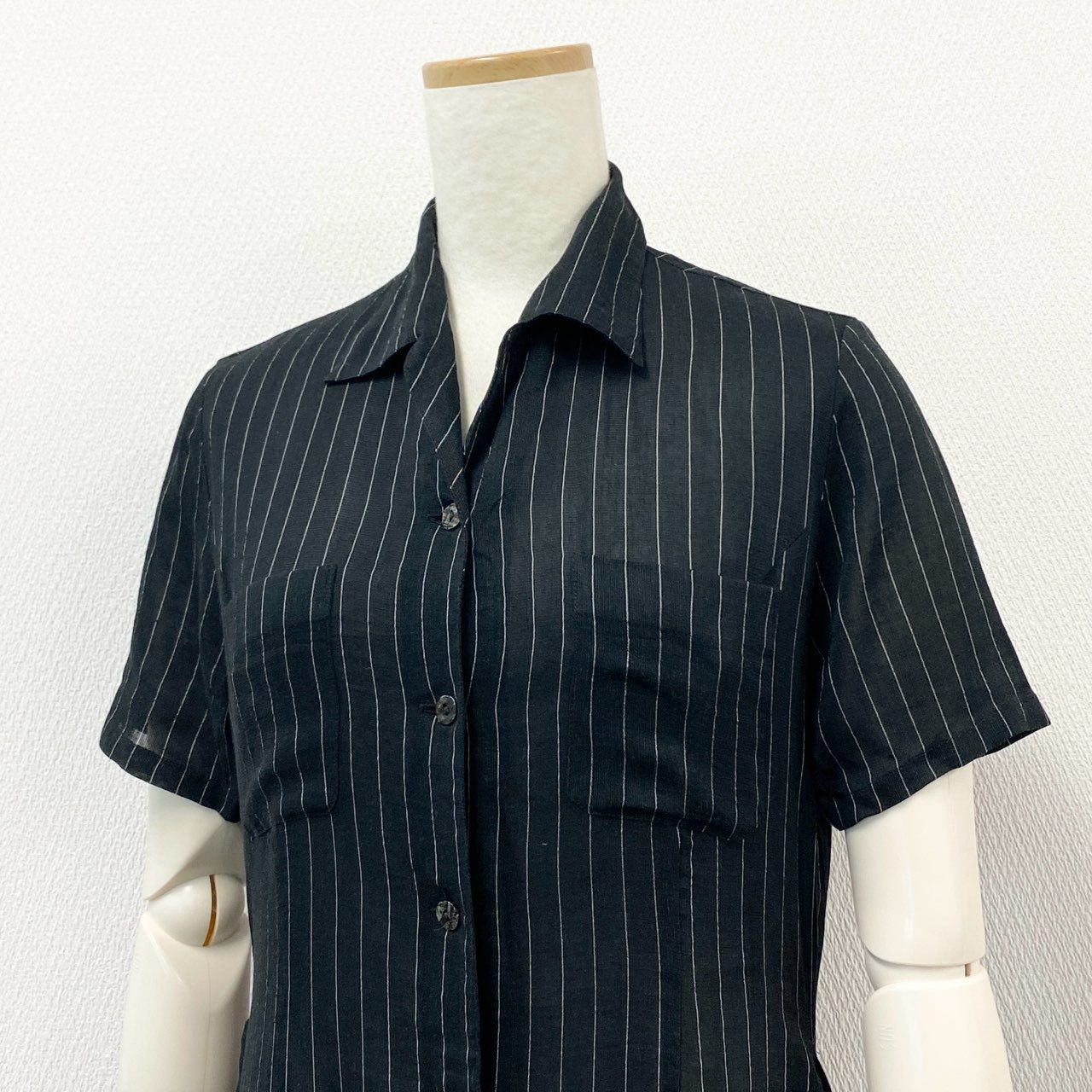 2f6 Jean Paul GAULTIER ジャンポールゴルチエ 00s バックロング ドレープシャツワンピース 40 ブラック ドレス ストライプ